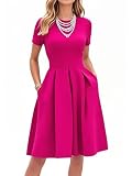 oxiuly - Vestidos de verano para mujer 2024 para fiesta, iglesia, dama de honor, graduación, con bolsillos, S253, Rosa...