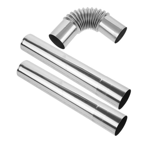 SOLUSTRE ステンレス製煙突排気管 薪ストーブ用エルボー付き直管 延長で排気効率向上 ガス給湯器対応 簡単設置 耐久性高く屋内外暖房機器に