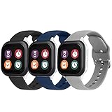 3 Pack Bands Compatible with Gizmo Watch Band Replacement for Kids, Soft Silicone Adjustable Sport Strap Replacement Wristbands for Verizon Gizmo Watch 2 / Gizmo Watch 1 Smartwatch Boys Girls (Black+Navy Blue+Gray)