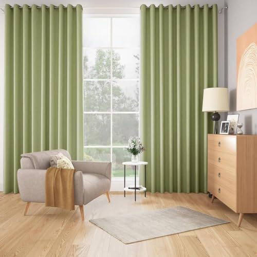 Image of Wakefit Solid Blackout Window Curtains 5 Feet | Set of 2 | Upto 80% Room Darkening Faux Silk Drapes | Thermal Insulated & Noise Reducing Curtains for Living Room & Home Dcor | Jog Green
