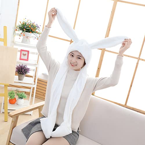 Sweet Hat Scarf Winter Warm Plush Hoodie Hat for Halloween New Year Thanksgiving White2