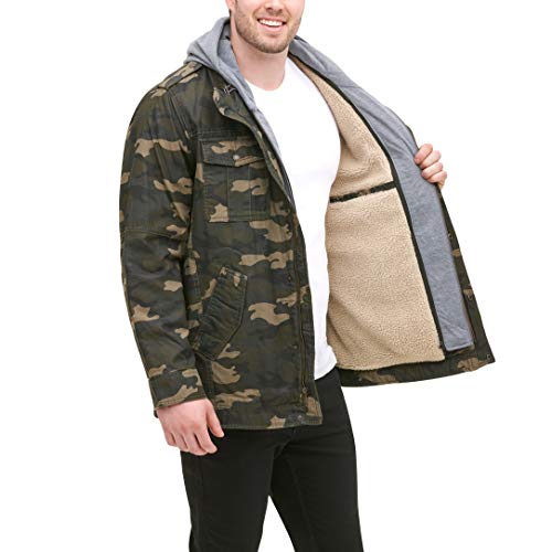 Image of Levi's Men's Washed Cotton Hooded Military Jacket (Regular & Big & Tall Sizes)