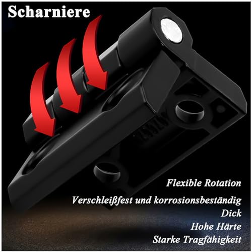 Luckaide Scharniere, 4 Stück klappbare schwarze Scharniere