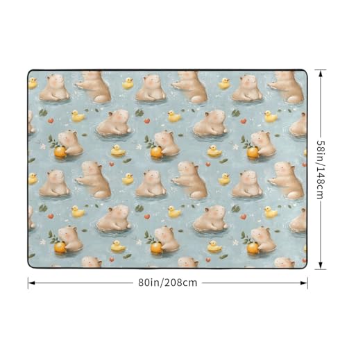 Grand tapis pour salon Capybara mignon lavable et antidérapant 203x152 cm - 3