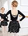 Zaclotre Girls Ballet Leotards Toddler Long Sleeve Crisscross Back Dance Dress Outfit with Removable Shiny Skirt Combo