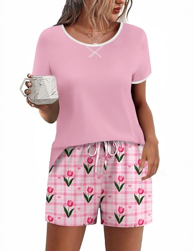 Image of Ekouaer Women Pajama Set Casual Short Set