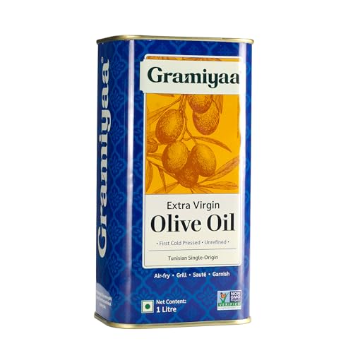 Image of Gramiyaa Extra Virgin Olive Oil 1 Litre | First Cold Pressed | Tunisian Single Origin, Chemlali Olives | Imported Olive Oil for Cooking