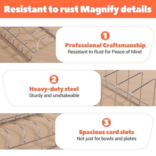 UESDU 4 Pcs Plate Rack for Cupboard, Plate Organiser for Kitchen Cupboard for Pot Lid Bowl Plates Cutting Boards Bakeware - Image 7