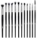 MSQ Eye Makeup Brushes 12pcs Eyeshadow Makeup Brushes Set with Soft Synthetic Hairs & Real Longer Wood Handle for Eyeshadow, Eyelash,Eyebrow, Eyeliner, Blending, Conclear(Black)
