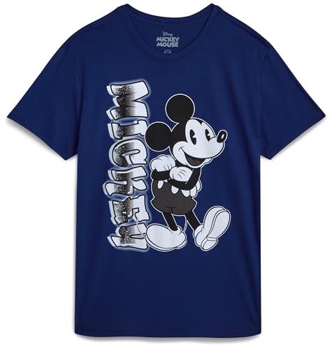 Disney Mickey Mouse and Cars Unisex Tshirts for Adults - All Over Print Crewneck Short Sleeve Graphic Tees for Women and Men, Size Large, Micket Mouse Navy