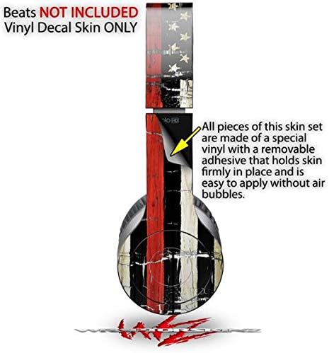 Skin Decal Wrap Works with Original Beats Solo HD Headphones Painted Faded and Cracked Red Line USA American Flag Skin Only (Headphones NOT Included)