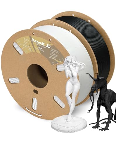 Image of DURAMIC 3D PLA Filament Basic for 3D Printer Neatly Wound Easy Printing | 3D Printing Filament 1.75mm, Dimensional Accuracy + /- 0.02 mm, Fit Most FDM 3D Printers 1KG PLA Black+White 2 Pack