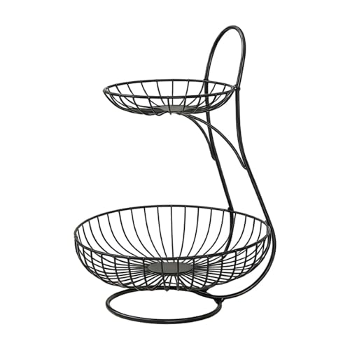 Soporte de frutas de 2 niveles ideal para bufés, encimeras y apartamentos 2