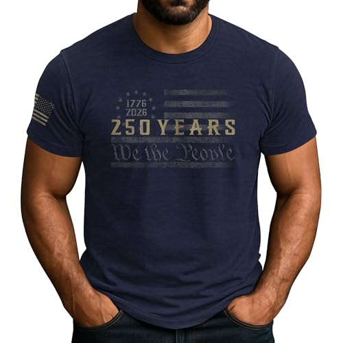 GritSon 250 Anniversary USA Shirt, 250th Independance Shirt, Patriotic Shirts for Men 4 (Navy-L)