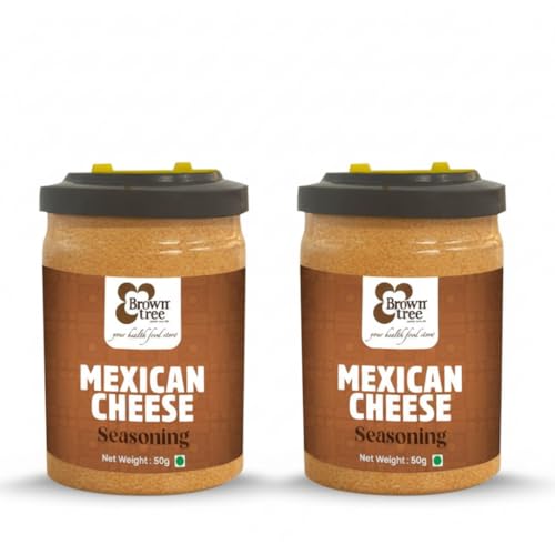 Image of Browntree Mexican Cheese Seasoning Powder-100g| Pack of 2- Each Pack 50g | Popcorn, Fajita, Fries, Taco, Tacos, Nachos, Tortillas, Burrito, Enchilada | Healthy and easy to make