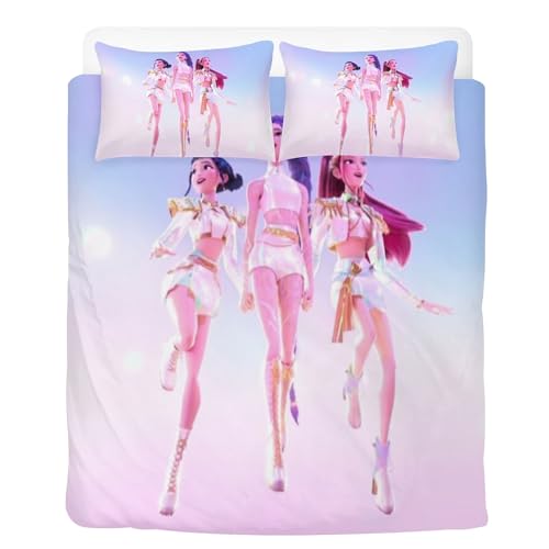 Huntrix Mira - Ropa de cama infantil de 135 x 200 cm, microfibra, decoración para dormitorio, juego de 3 fundas de almohada, regalos para hija (Mira)