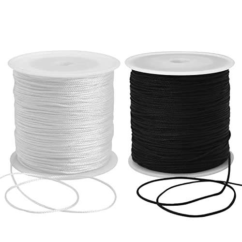 Elastisch Faden, 2 Stücke Perlenschnur, 0,8mm * 100m Elastische Schnur Perlenschnur für Armbändern, Halsketten, Schmuck Herstellung und DIY (Schwarz, Weiß) Cover