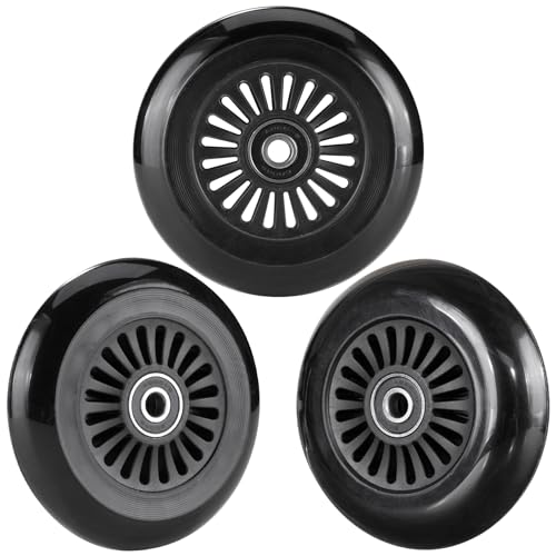 Image of AOWESM Easy Roller Replacement Wheels w /Bearings ABEC-9 for Ez Rollers Classic Drifter Junior New Twist On A Classic Scooters - Set of 3 (Black)