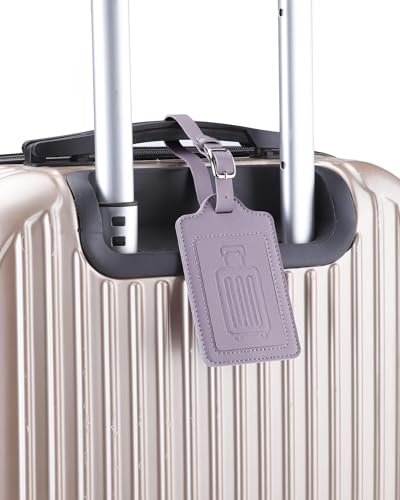 Image of Teskyer Luggage Tags, Thick & Durable, Easy to Identify, Privacy Protection, TSA Approved Travel Essentials Suitcase Tags - 2 Pack, Purple
