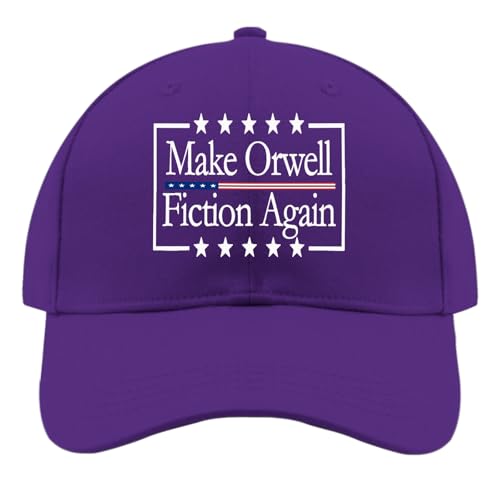 Make Orwelll Fiction Again Hat for Men Vintage Golf Hat Mens Purplish Red Cap Cute Cool