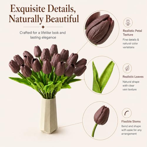 Image of Mandy's 20pcs Artificial Brown Tulips