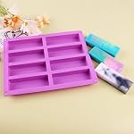 2 Pcs Grand Moule Rectangulaire en Silicone, Moule à Barres de Granola DIY à 8 Cavités, Moules à Barres de Céréales, Moule à Chocolat, Plateau à Muffins, Pan de Cuisson pour Gâteau, Pudding, Fudge, Savons, Bougies