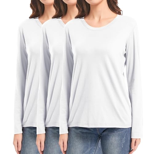 T-shirts basiques col rond pour femme | Lot de 3 hauts d'entraînement en coton