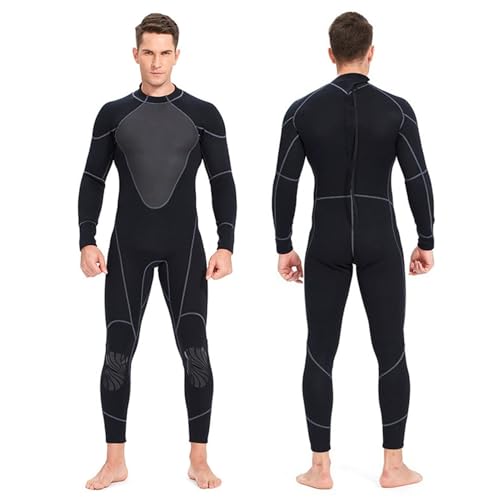 TOVCHEI One-Piece Wetsuit 1.5Mm Neoprene Diving Suit Long Sleeve Back Zipper Men Women Wetsuit for Swimming Surfing Scuba,Black,XL