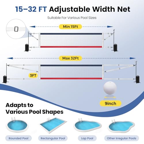 Vidoya Pool Volleyball Net Set with Solar LED Lights for Inground Pools - image 5