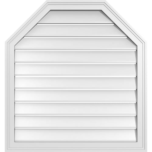Ekena Millwork GVPOT30X3202SF Octagonal Top Surface Mount PVC Gable Vent, Factory Primed White