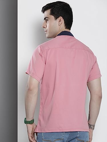 Image of The Indian Garage Co Men Cotton Regular Fit Placement Print Half Sleeves Baseball Collar Casual Shirt