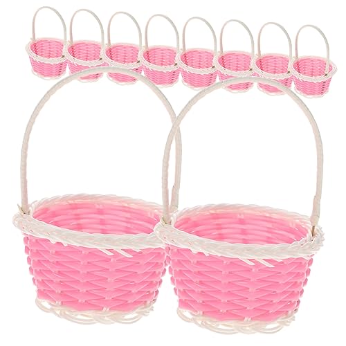 SOESFOUFU Handmade Straw Baskets 10pcs Mini Baskets for Easter Egg Candy and Present