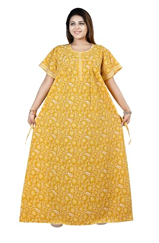 Image of Bejod's Collection Women Pure Cotton Nighty | Full Length Floral Printed Cotton Nighty Maxi | Soft & Breathable Nightwear (L-4XL)