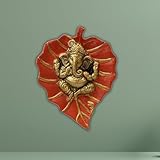 Charmy Crafts - Small Metal Ganesha on Leaf, lord ganesha/ganesh wall decor, metal wall hangings decorative, indian gifts for housewarming, Wedding gifts