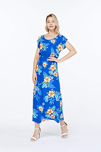 Image of Matchable Couple Hawaiian Luau Shirt or Maxi Simple Dress in Hibiscus | Sold Individually; Soft Rayon Fabric; Cap Sleeve Design; Signature Tropical Prints; Vacation Ready