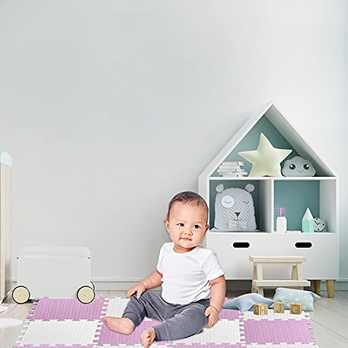Soft Eva Foam Playmat For Babies, Toddlers Interlocking Extra Thick 0.4'' Padded Floor Mat For Crawling,Playing & Activity 16 Tiles In Pack Large 48'' X 48'' Connected By Smile My Baby (Light Pink) #TOP4
