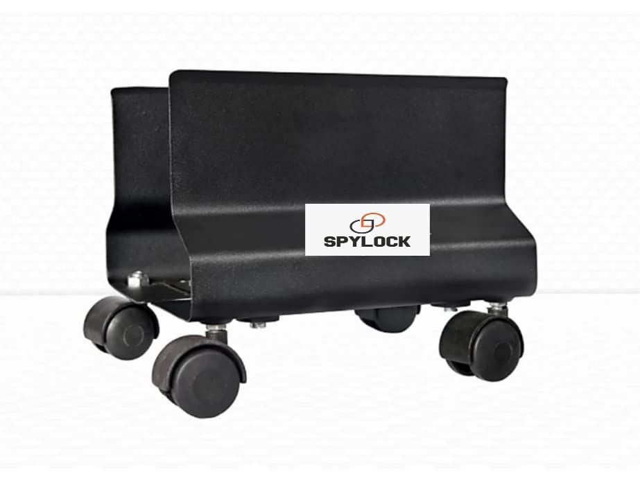 SPYLOCK High Grade Metal CPU Trolley (Black) /CPU Trolley Metal/CPU Trolley with Wheels/Computer Floor Stand Trolley with Castor Wheels Multiple use – Black (Heavy Quality Trolly)