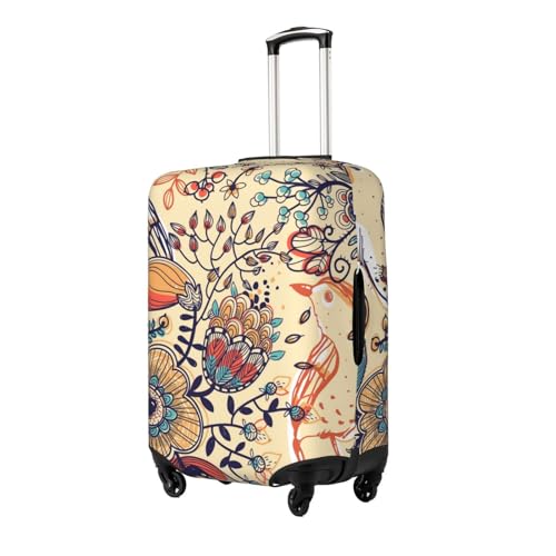 Floral With Birds And Fantasy Flowers Luggage Cover Washable Elasticated Luggage Covers for Suitcase TSA Approved Stylish Scratch Resistant Luggage Case Protector2