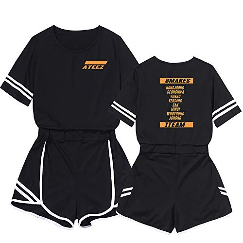 babyhealthy Kpop ATEEZ Album Shirt Set Hong-Joong Jong-Ho Seong-HWA Yun-Ho Yeo-S-ANG Min-Gi T-Shirt+Shorts Set