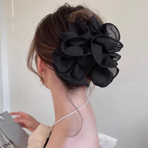 2PCS Large Chiffon Rose Hair Claw Clip miniatura 2