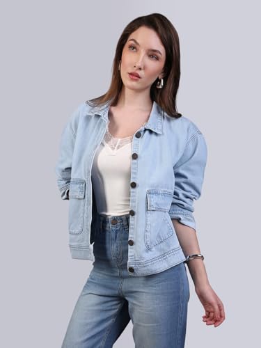 Image of Urbano Fashion Women's Relaxed Fit Full Sleeve Utility Denim Jacket