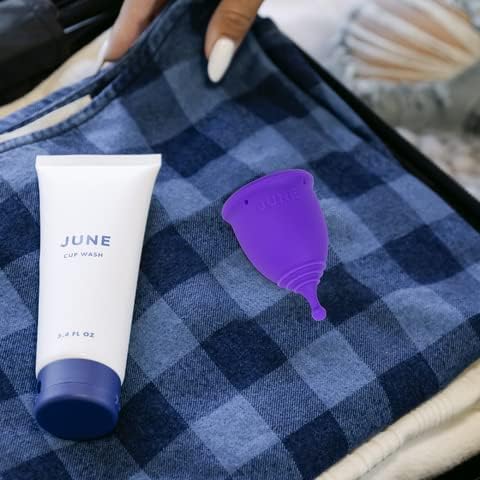 Miniatura 8 de June Copa menstrual (suave, transparente, grande, 1 unidad)  Vaso de silicona suave reutilizable para una protección cómoda y a prueba de fugas