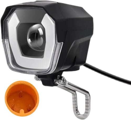 Electric Bike Headlight for Night Riding 3 Pins Male Connector LED Front Light 24V 36V 48V 52V Waterproof Ultra Bright Bike Safety Light for EBike Mounting on Front Fork