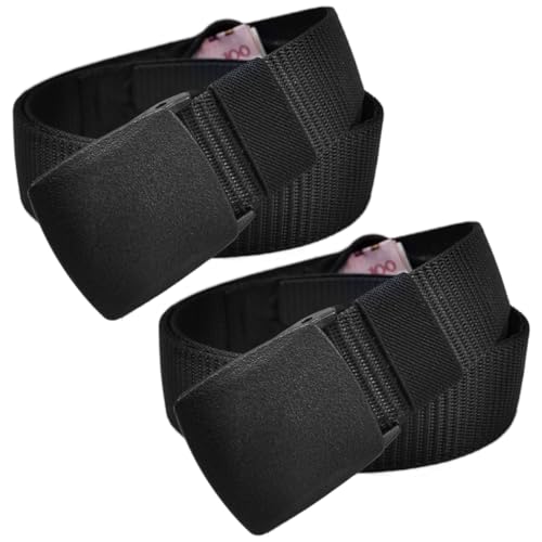 2 Piezas Cinturón de Viaje Antirrobo con Bolsillo Secreto de Cremallera Interior, Apto para Todas Las Cinturas, Cartera Oculta Viaje para Hombres Y Mujeres, Escondido Antirrobo para Viajar Y Trabajar