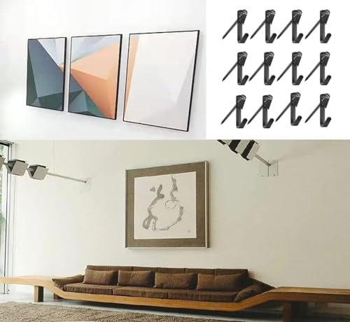 Image of 50 Pack Picture Hanging Hooks with Nails Kits Black Photo Frame Hook 50LB