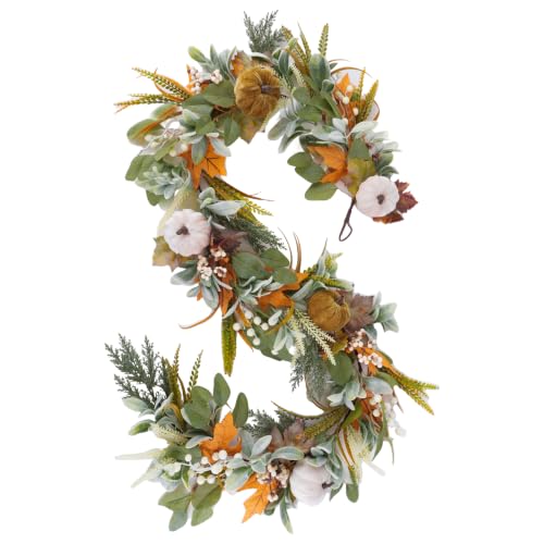 6 FT Thanksgiving Fall Garland for Mantle, with Velvet Pumpkin Leaves for Autumn Home Fireplace Porch Table Wall Decor