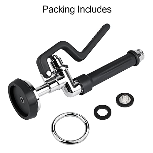 Rwusnx Pre-Rinse Sprayer Valve For Commercial Kitchen Sink Faucet, 1.42 Gpm High Pressure Commercial Pre Rinse Faucet Spray Head With Hand Grip Assembly Replacement Kit Chrome Polished (Black) #TOP6