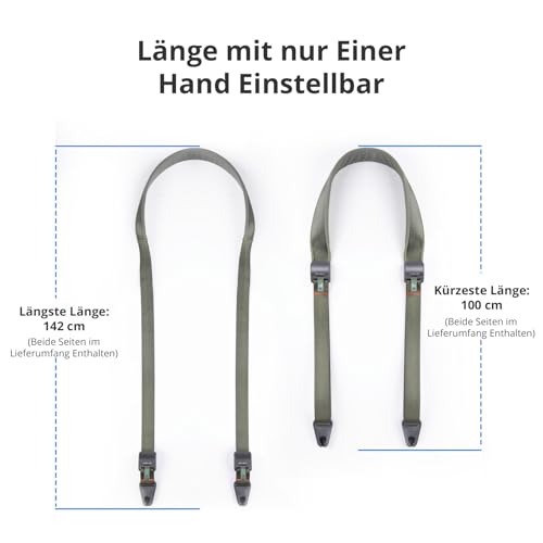 PGYTECH Kamera Schultergurt Breit Kameragurte für Fotografen 110-152 CM Verstellbarer Schnellverschluss Kamera Nackengurt für DSLR SLR, Nachtschwarz