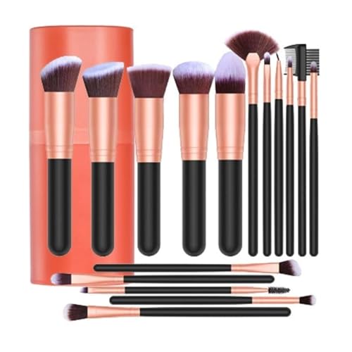 Juego de brochas de maquillaje de 16 piezas, brocha para polvos, brocha para colorete, brocha para sombra de ojos, juego completo de herramientas de belleza para principiantes para mujeres y niñas