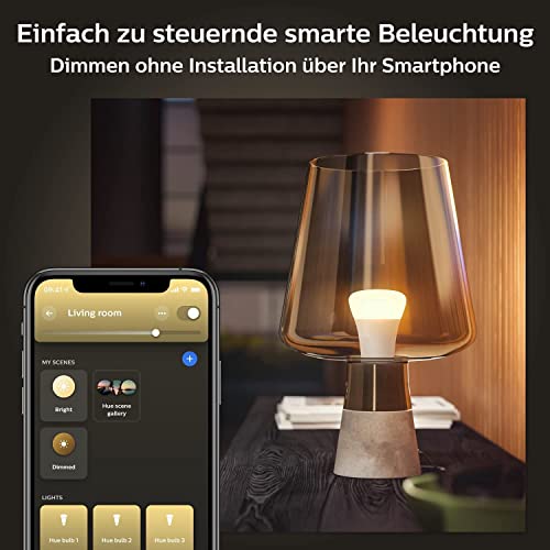 Philips Hue White E27 LED Leuchte 1-er Pack (806 lm), dimmbare LED Lampe für das Hue Lichtsystem mit warmweißem Licht… – Ansicht 4